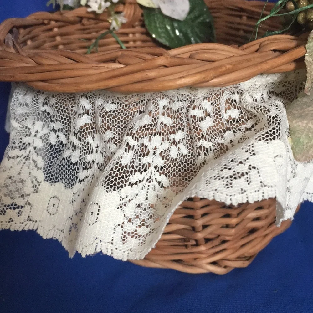 Small Lace-trimmed Wicker Basket